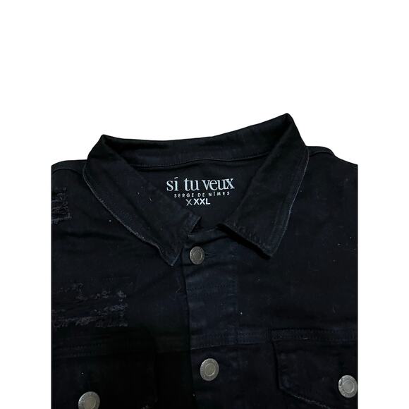 Si Tu Veux Black Men’s Jean Jacket Size XXXL - Picture 3 of 5